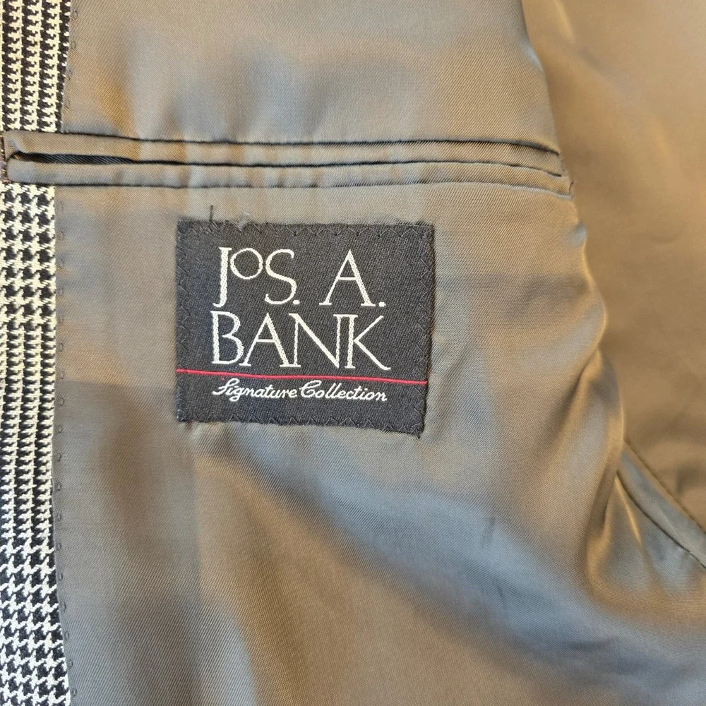 Jos. A. Bank Signature Blazer 44L Silk Camel Hair Glen Plaid SportCoat Tan Black